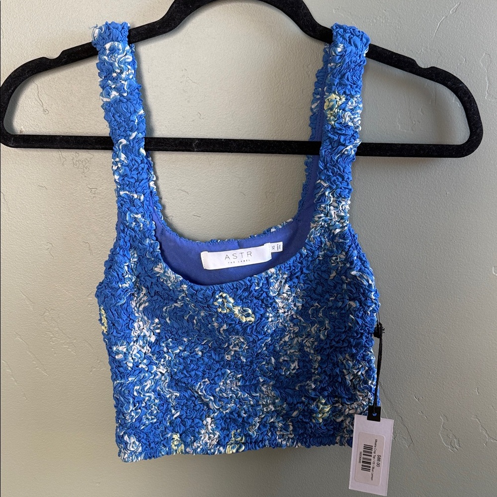 ASTR The Label Moana Crop Top in Blue Lemon NEW w/tags XS